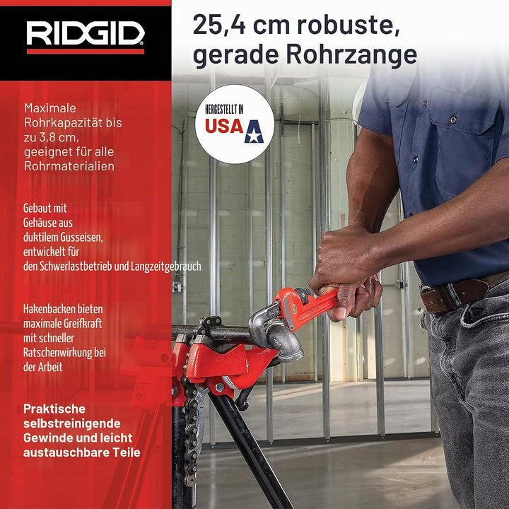 RIDGID 31010 Modell 10" gerade Rohrzange für schwere Beanspruchung, 10" Sanitär-Schraubenschlüssel 1