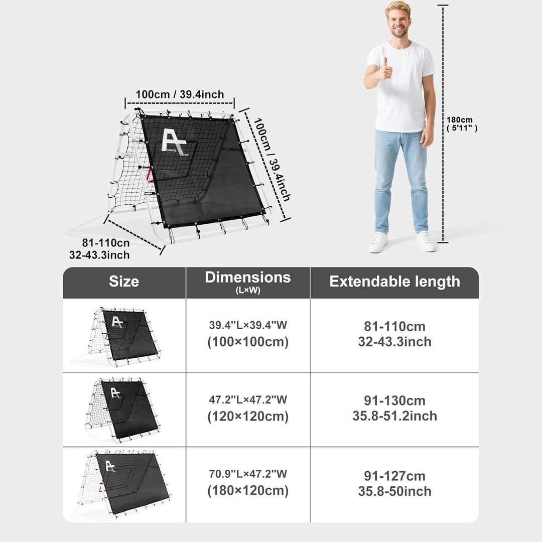 Doppelseitige Rebounder Net Fussball Training Ausrüstung, 100/120/180cm, Fussball Tor Kickback Ziel
