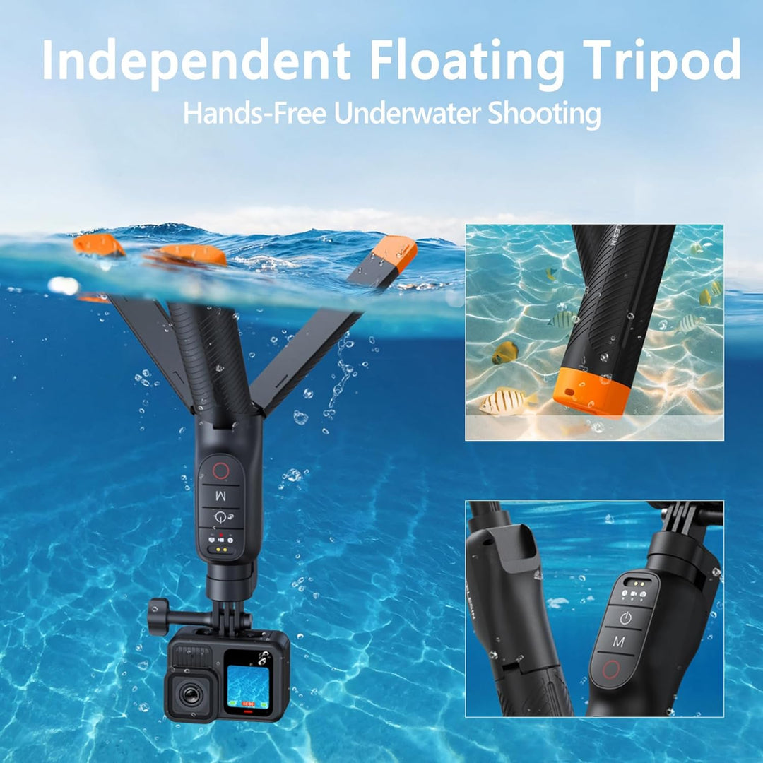 Schwebender Handgriff Selfie Stick Stativ Wasserdicht Ausziehbares Selfie Einbeinstativ Griff mit Bl