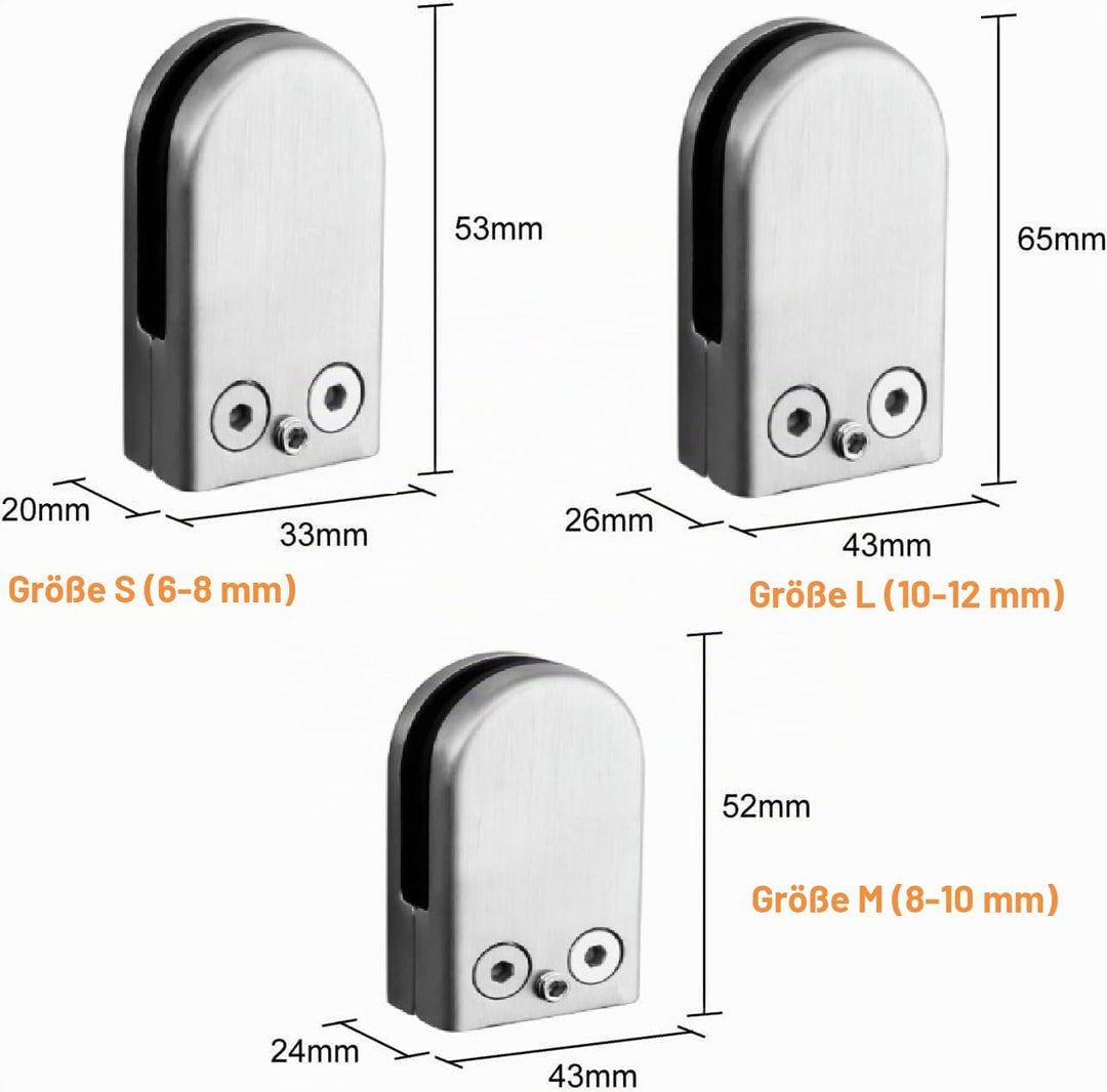 20pcs Glashalter 8-10mm edelstahl Glasklemme Rostfreier Stahl 304,klemmhalter glas Verstellbare Glas