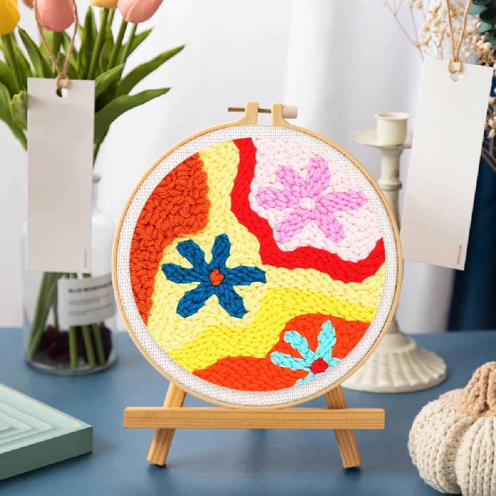 Figured'Art Punch Needle Set für Erwachsene - Stickerei, ideal für Anfänger - Blumen im Herbst - 20x