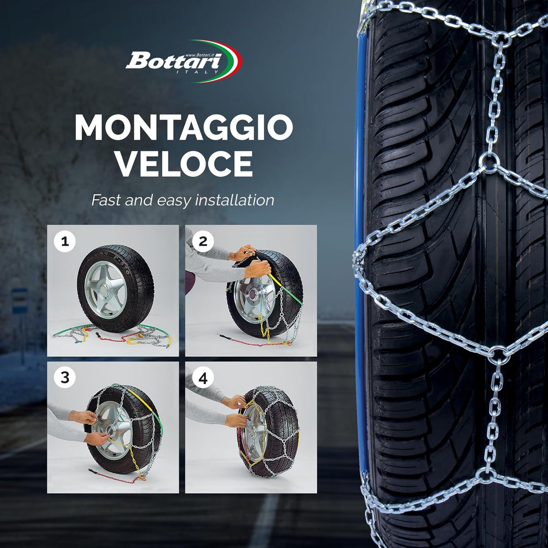 Bottari 18835 18835: Schneeketten Rapid T2, 9 mm. Grösse 140, ÖNORM., Grösse 140.