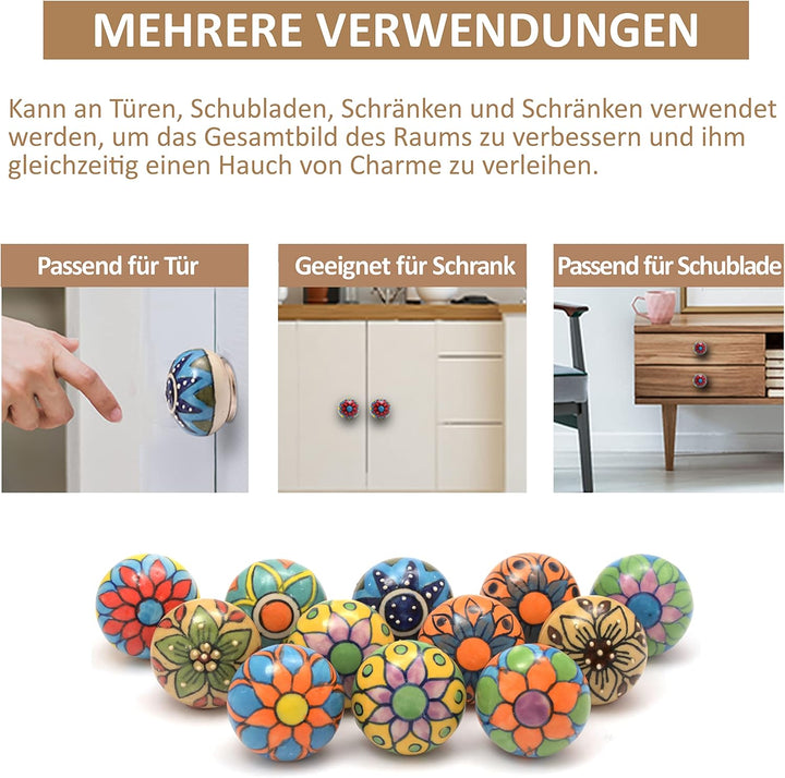 Handgefertigte Keramik-Mehrzweckknöpfe Keramik-Türgriffe im Set-Sortiment (Ceramic Knobs Pack of 12,