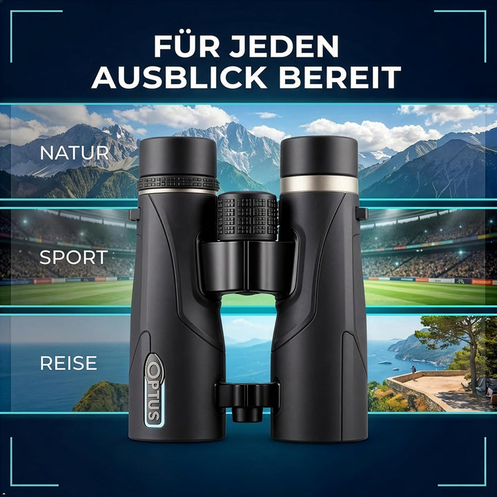 Optus 10x42 Dachkant-Fernglas, kompaktes Allround-Fernglas, 91m Sehfeld, Mehrschichtvergütung, Twist