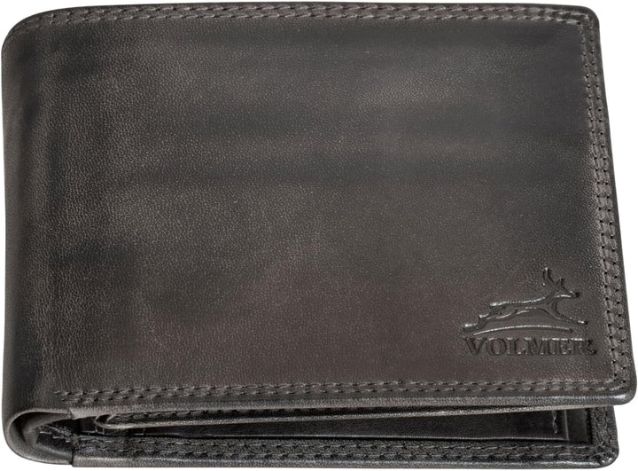 Fa.Volmer ® Leder Geldbörse Herren mit RFID-Schutz I extra-stabile Doppelnaht I 9 Fächer für Kreditk