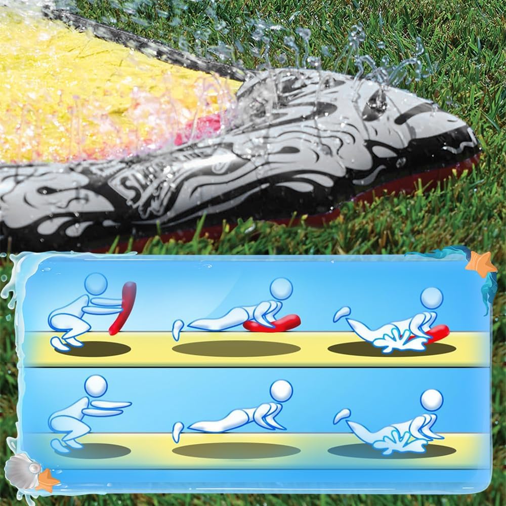 18ft/550cm Wasserrutsche Garten für Kinder, Rasen Wasserrutschen mit Bodyboards, Wasserrutschmatte m