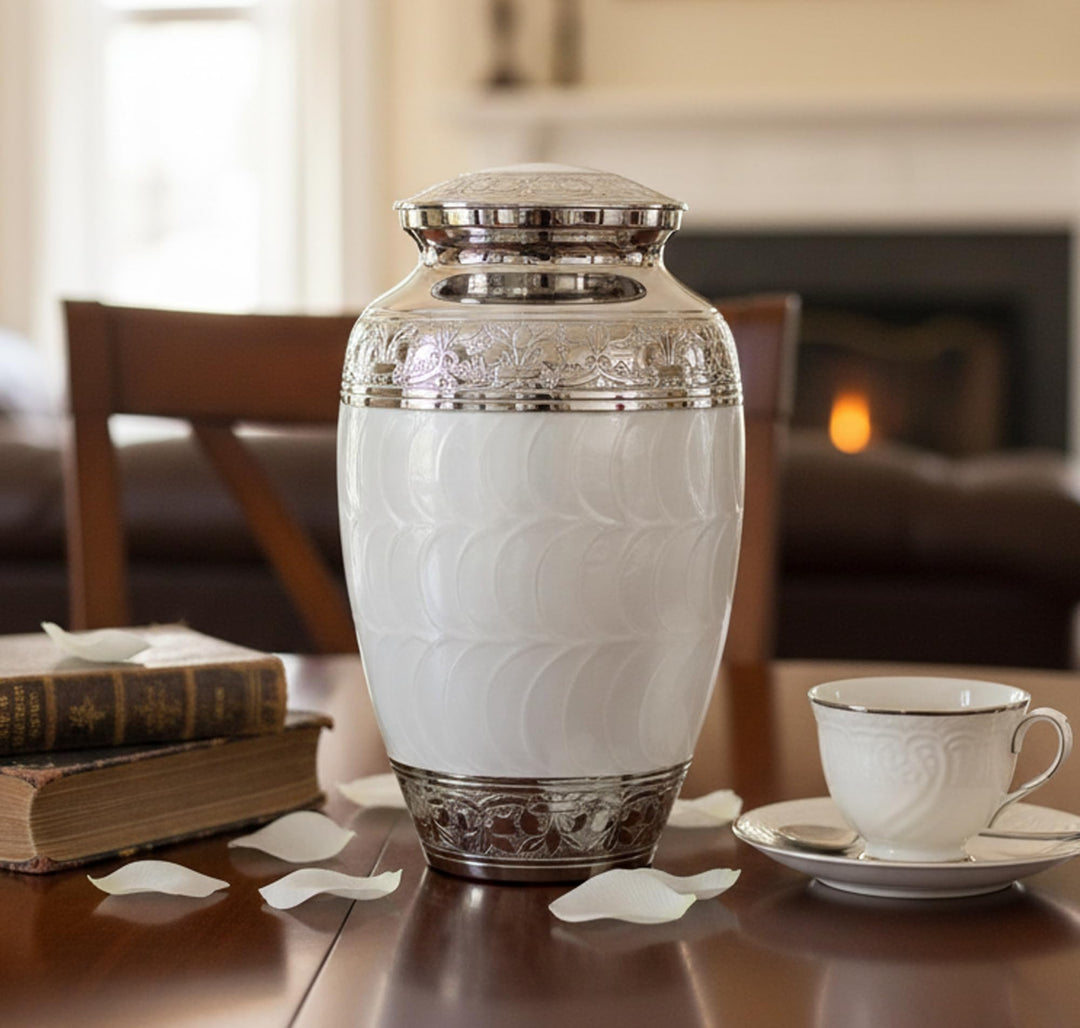 eSplanade Brass Cremation urn Memorial Container Jar Pot | Metal urns | Burial urn | Brass urn (Weis