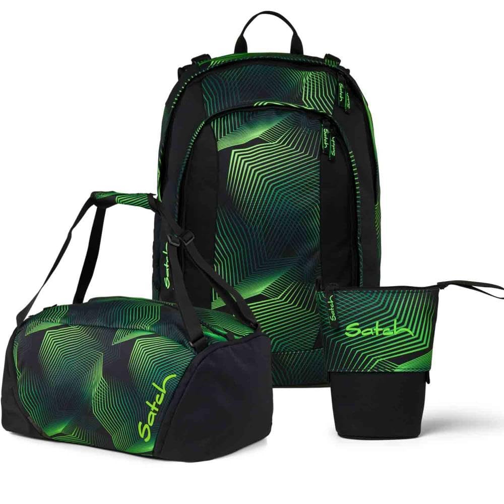 Satch Air Pencil Slider Edition Schulrucksack Set 3tlg. inkl. Sporttasche Seiscmic Green, Seiscmic G