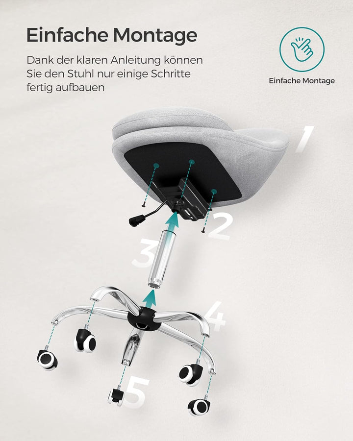 SONGMICS Homeoffice Stuhl, Drehstuhl, Schreibtischstuhl, Schaumstoffpolsterung, höhenverstellbar, fü