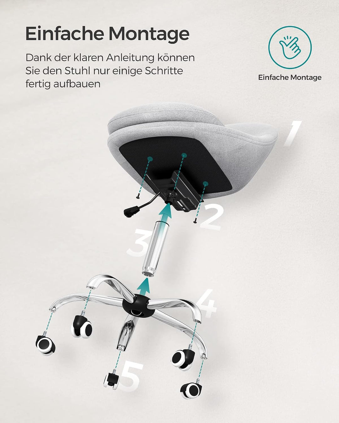 SONGMICS Homeoffice Stuhl, 2er Set, Drehstuhl, Schreibtischstuhl, Schaumstoffpolsterung, höhenverste