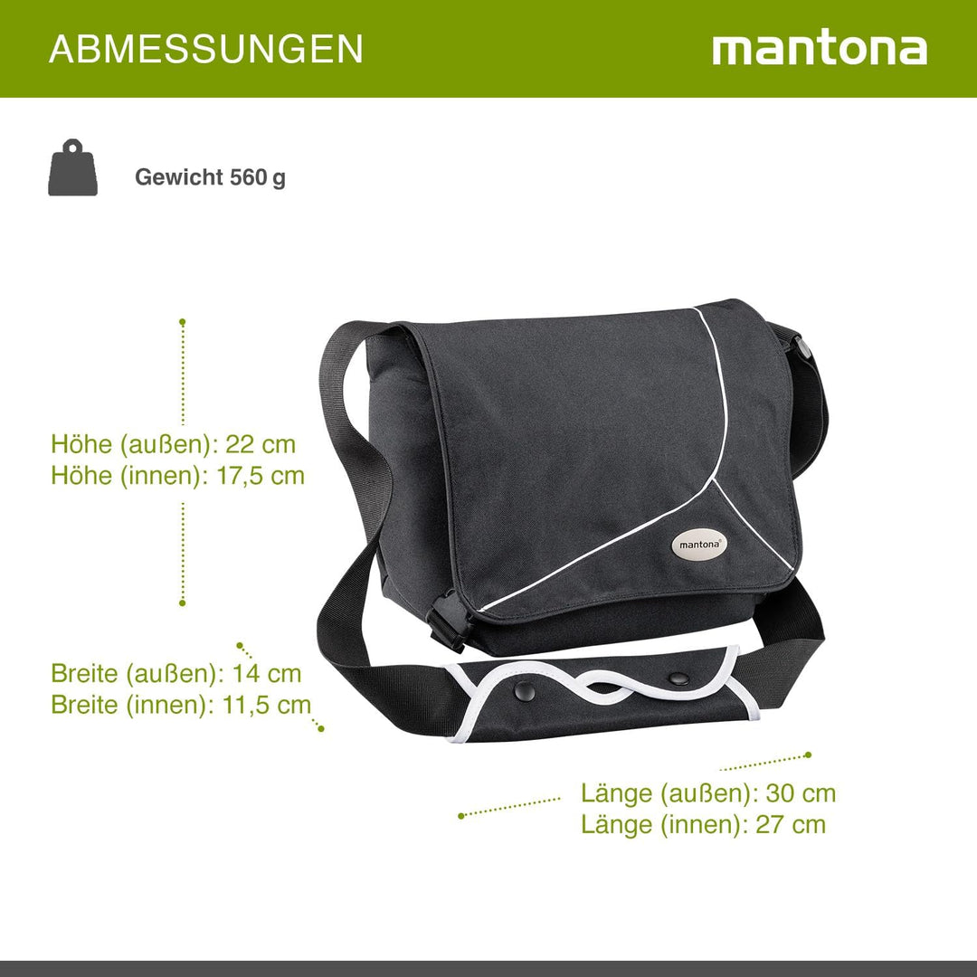 Mantona 111061 Mondstein SLR-Kameratasche (Messenger Bag, Universaltasche) schwarz/weiss