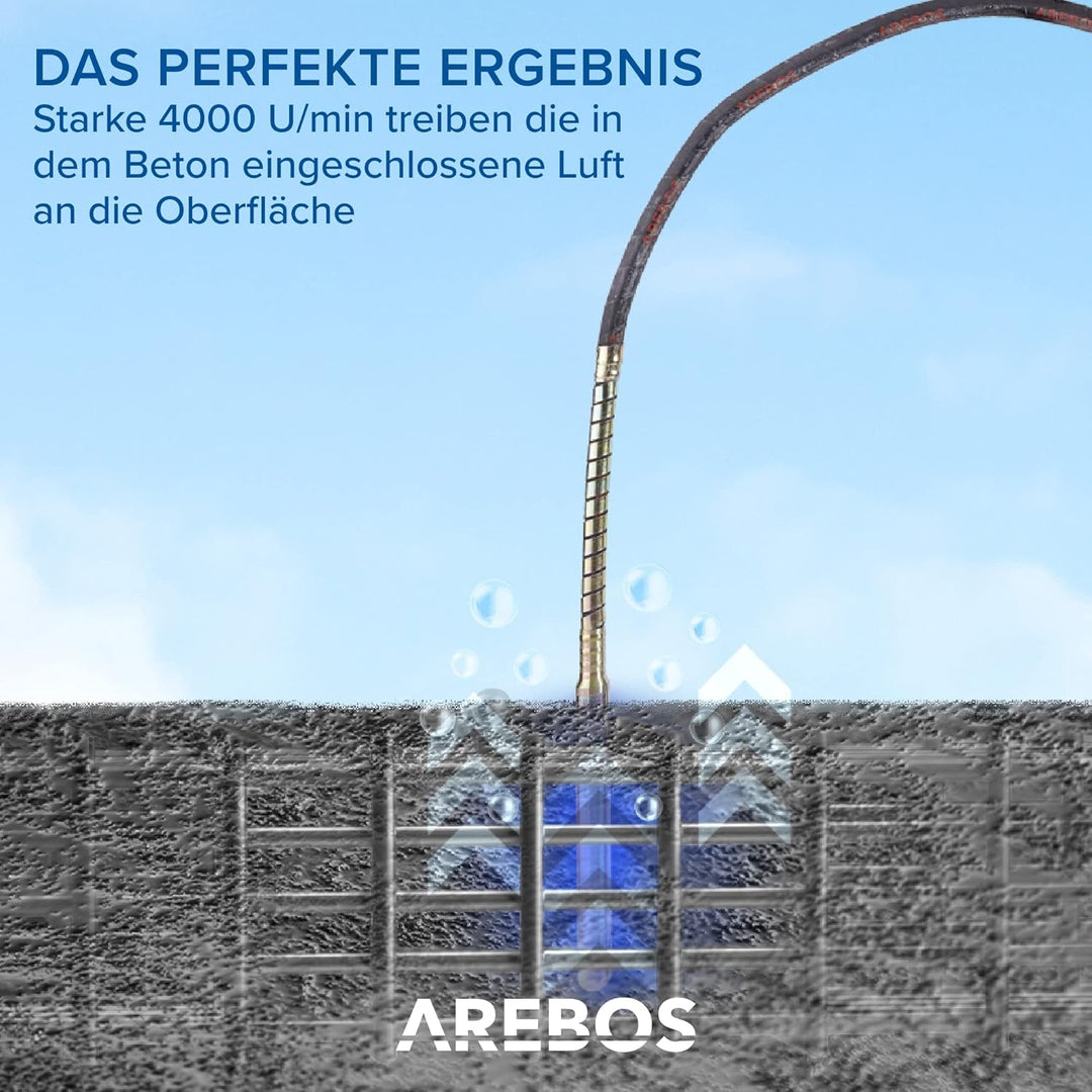 Arebos Betonrüttler | 580 W | Innenrüttler | Handrüttler | Rüttelflasche | Flaschenrüttler | 1,5 m K