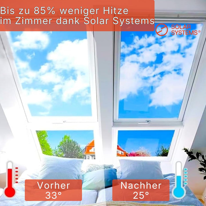 Solar Systems Fensterfolie Sonnenschutzfolie für Wärmeisolierung mit Montagekit - Anti-UV Solarfolie