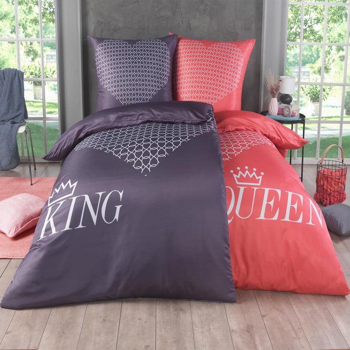 Kuscheli® 4-teilig Partner Bettwäsche 135x200 mit 80x80 Kissenbezug |Zertifiziert | seidig weich, Mi
