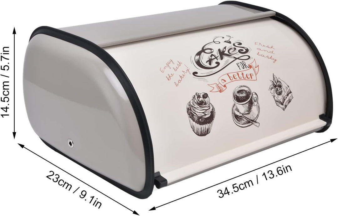 Natudeco Grosser Brotkasten, Brot-Organizer, Cupcake-Spender, Metall-Brothalter Mit Rolldeckel-Tür,