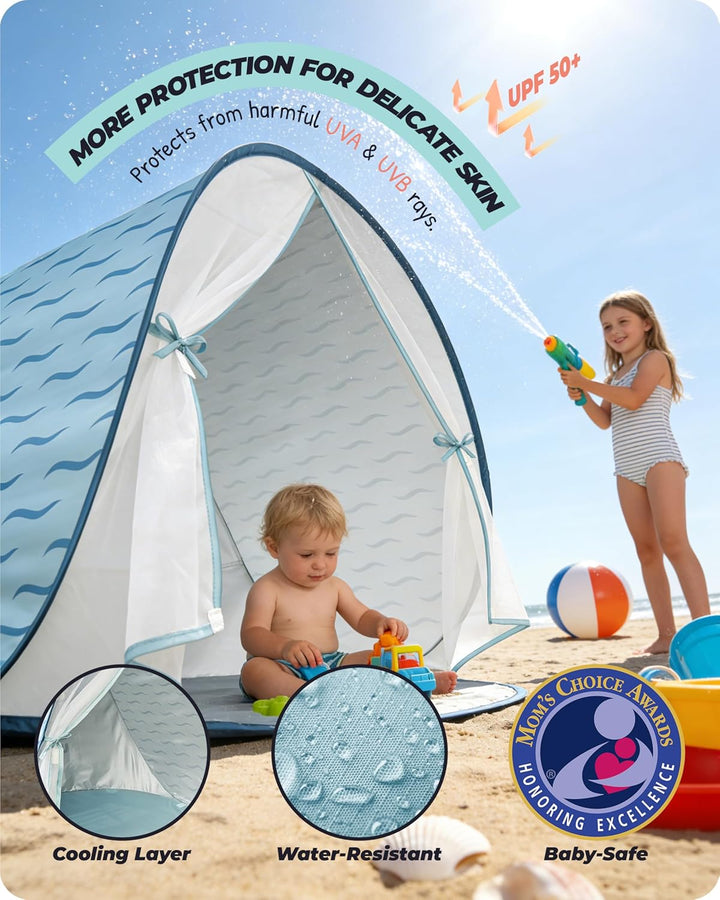 Strandmuschel Baby mit UV-Schutz UPF 50+, Pop-Up Strandzelt für Kinder & Babys, Automatischer Aufbau