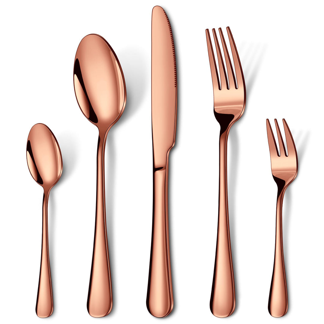 HONKKU Besteck Set 6 Personen, 30 Teilig Roségold Besteckset mit Messer Gabel Löffel, Essbesteck Set