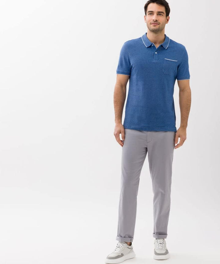 BRAX Herren Style Paddy Two Tone Piqué Poloshirt in Sportiver Optik Polohemd M Cobalt, M Cobalt