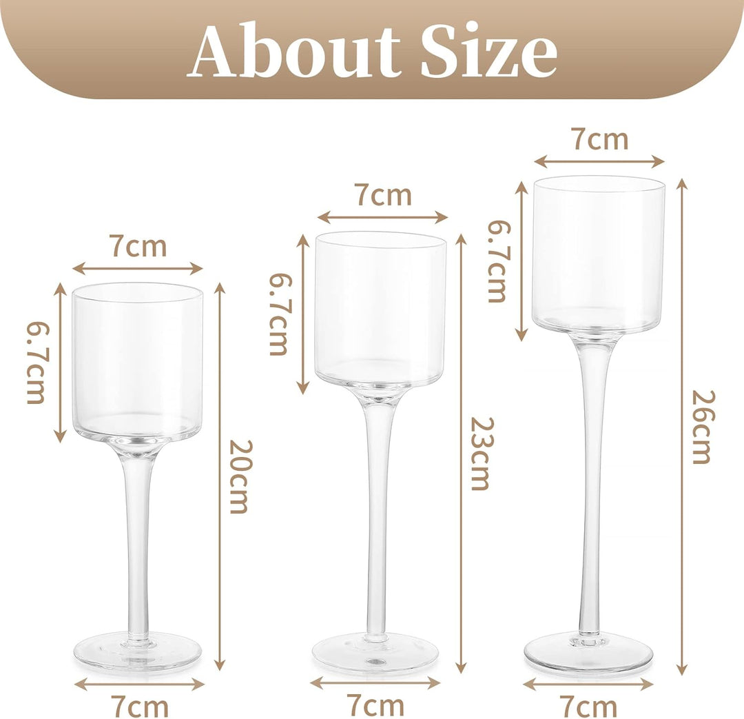 Sziqiqi 6 Stück Teelichthalter Glas - Elegante Kerzenständer Hohe Kerzenhalter Stumpenkerzen Windlic