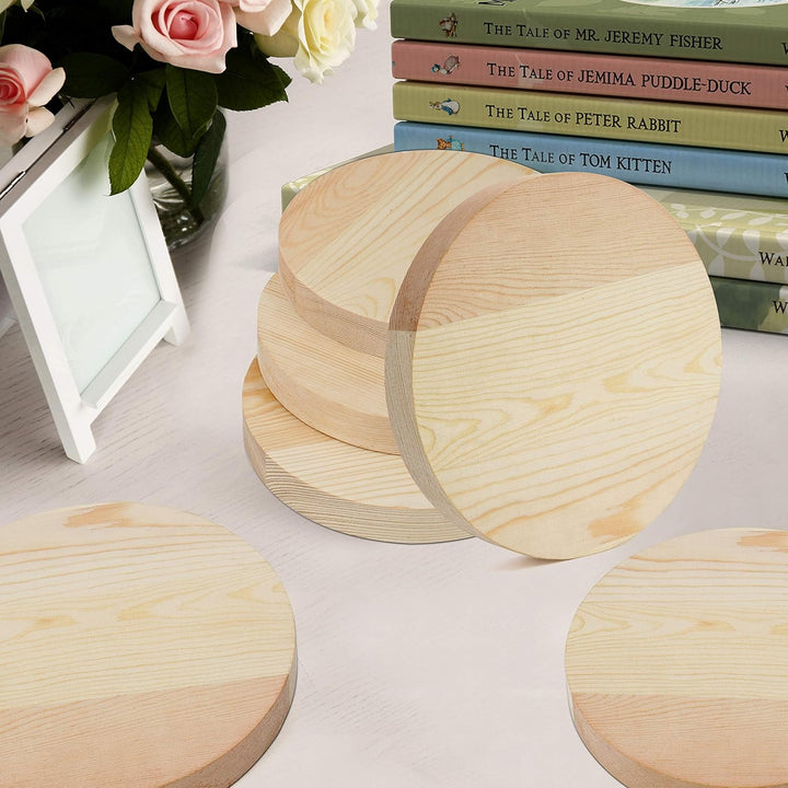 Belle Vous Runde Holzscheiben zum Basteln (7er Pack) - Baumscheibe 15 cm Durchmesser- 20 mm Dick - N