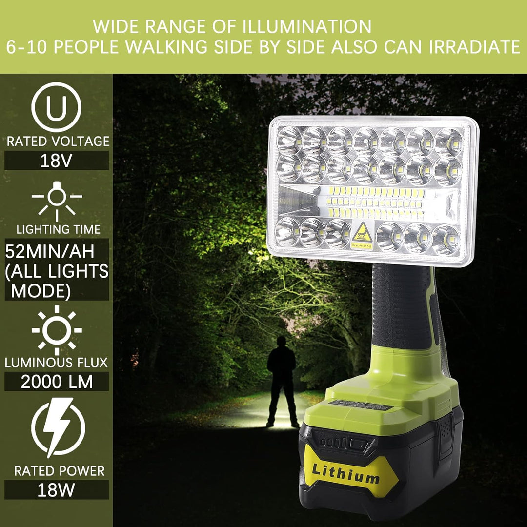 YEX-BUR 2000LM kabellose LED-Arbeitslichttaschenlampen Powered by Ryobi 18-Volt ONE + Lithium-Ionen-