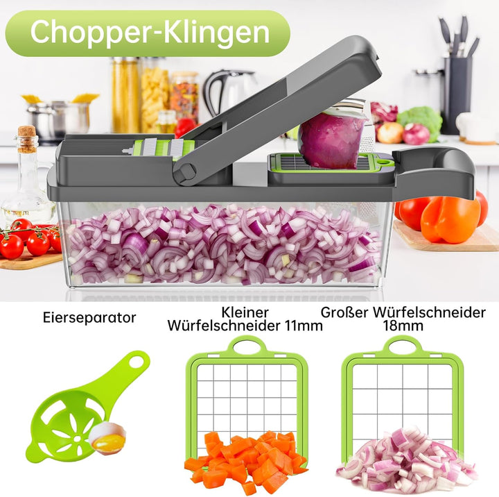 ALIANSHENG 14 In 1 Gemüseschneider,Multifunktion Gemüse Schneider,Vegetable Chopper,Würfelschneider