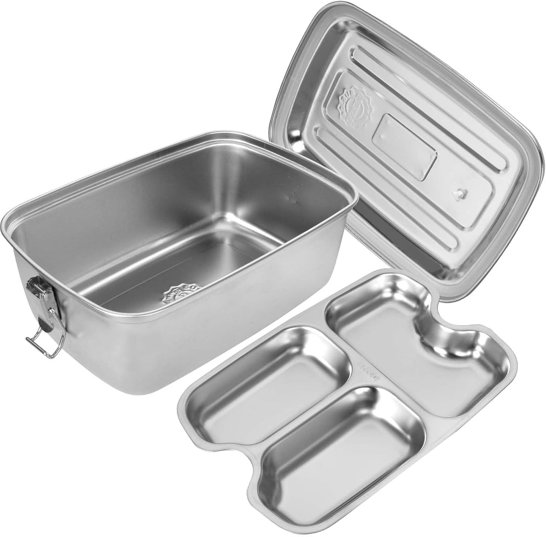 Brotdose Edelstahl, 2000ML Lunchbox Auslaufsicher Brotzeitdose mit Abtrennung und Dichtring, Brotdos