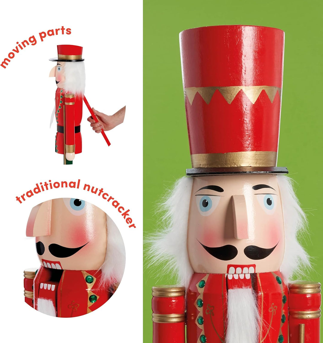 THE TWIDDLERS Riesige Holz Weihnachten Nussknacker Figur, Lebensgrösse, XXL 120cm - Klassische Weihn