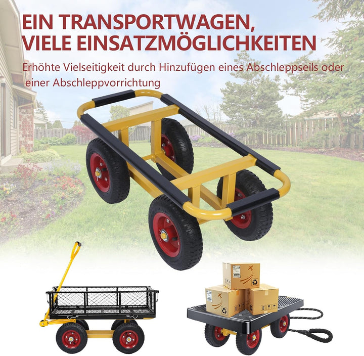 ohbien Schwerlast Transportwagen 330LBS Plattenwagen mit Luftreifen 4 Räder | Transport Dolly für Um