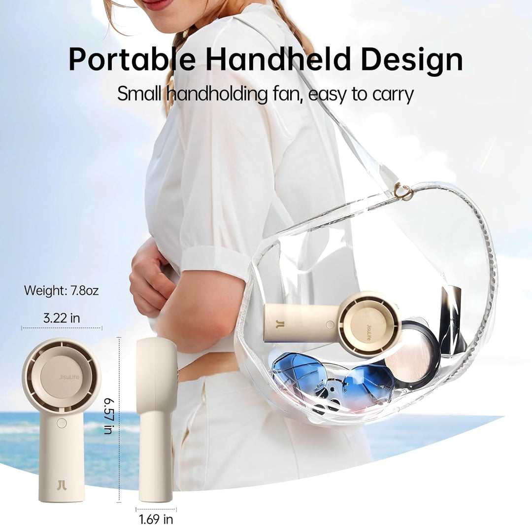 JISULIFE Turbo Handventilator Akku [16 Stunden Lange Arbeitszeit] 4000mAh Tragbarer Mini Ventilator