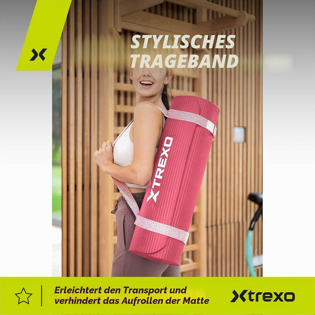 TREXO NBR Übungsmatte in Hellrosa 183 x 61 cm Material von aussergewöhnlicher Haltbarkeit und Flexib