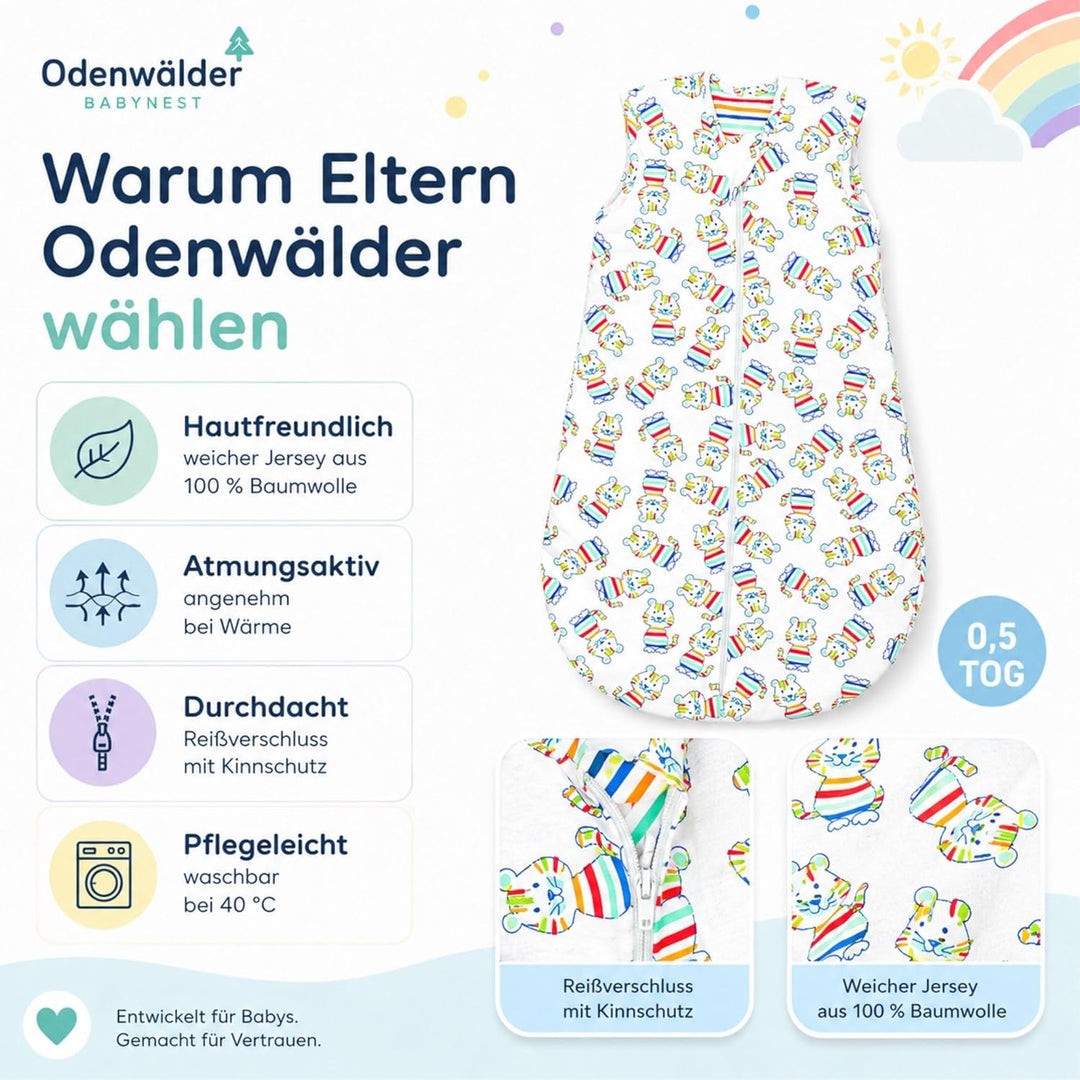 Set Odenwälder Sommerschlafsack & Stoffwindel von Kinderhaus Blaubär | Baby Schlafsack Flauschig & W