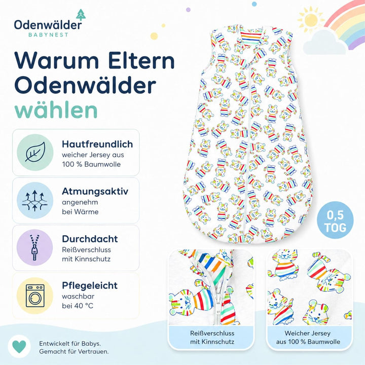 Set Odenwälder Sommerschlafsack & Stoffwindel von Kinderhaus Blaubär | Baby Schlafsack Flauschig & W