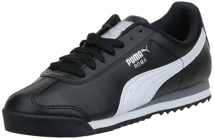 PUMA Damen Roma Basic Turnschuh 43 EU Schwarz Weiss Silberfarben, 43 EU Schwarz Weiß Silberfarb