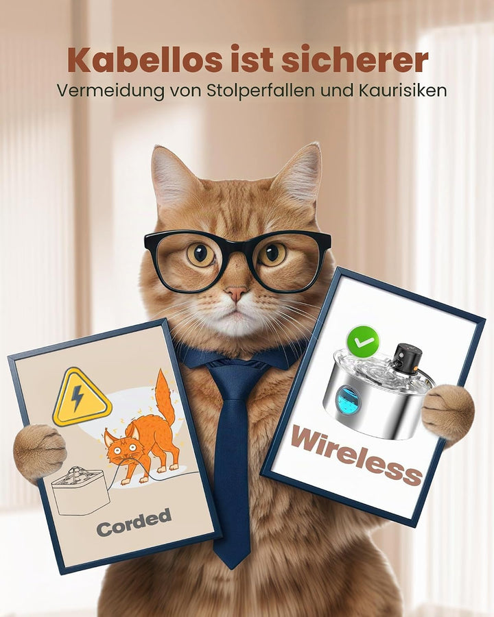 Katzenbrunnen mit Bewegungsmelder Katzen Trinkbrunnen Edelstahl: Katzentrinkbrunnen Sensor - 3.2L Tr