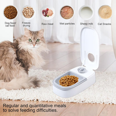 MENAYODA Automatischer Futterspender für Haustier, 2 Mahlzeiten Automatischer Katzen Futterspender m