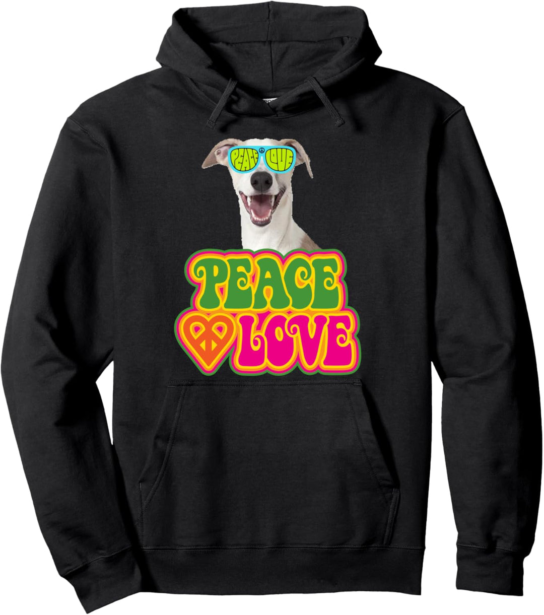 Peace Heart Love Dog Whippet Pullover Hoodie