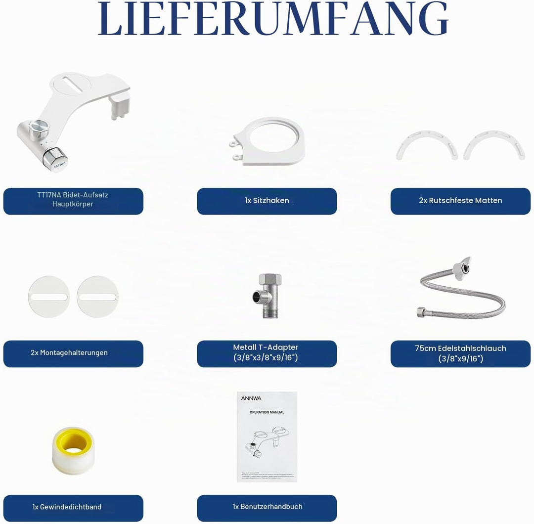 Bidet, Nicht Elektrisch Bidet Toilettenaufsatz mit Einziehbare selbstreinigende Doppeldüsen,regulier