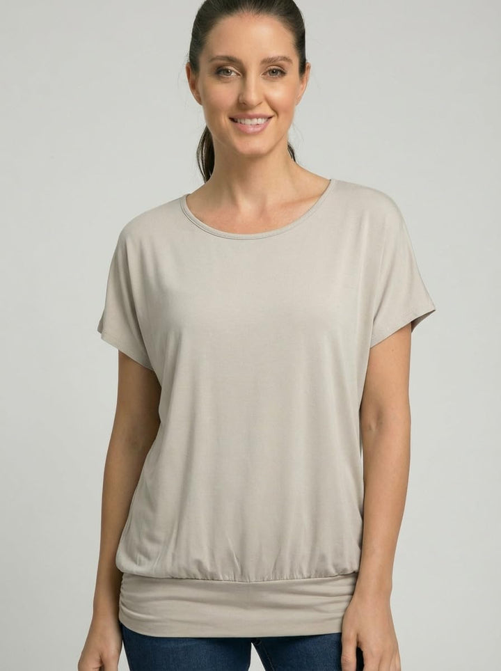 Van Der Rich ® - Tshirt Kurzam Rundhalsausschnitt Sommer- Damen M Beige, M Beige