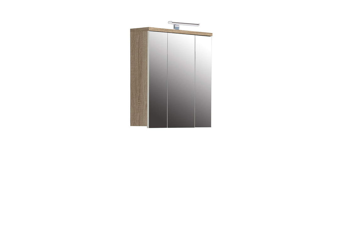 FORTE Veris Hängeschrank mit 3 Spiegeltür, Holzwerkstoff, Sonoma Eiche/Weiss, 68,1 x 68,6 x 20 cm So