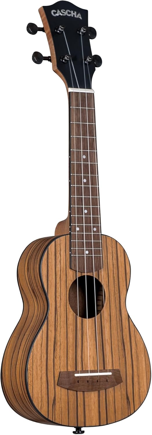 CASCHA Ukulele Zebra Wood – Hochwertiges Zebraholz I Warmer Klang I Okoume Hals I Walnuss Griffbrett
