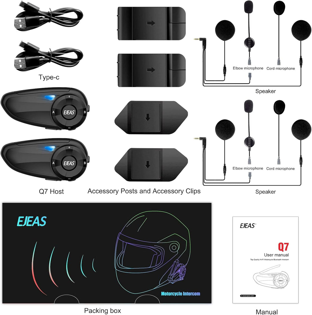 SolaMr Motorradhelm Headset BT5.1 Motorrad Wasserdichtes Intercom Kommunikationssystem Bluetooth Hea