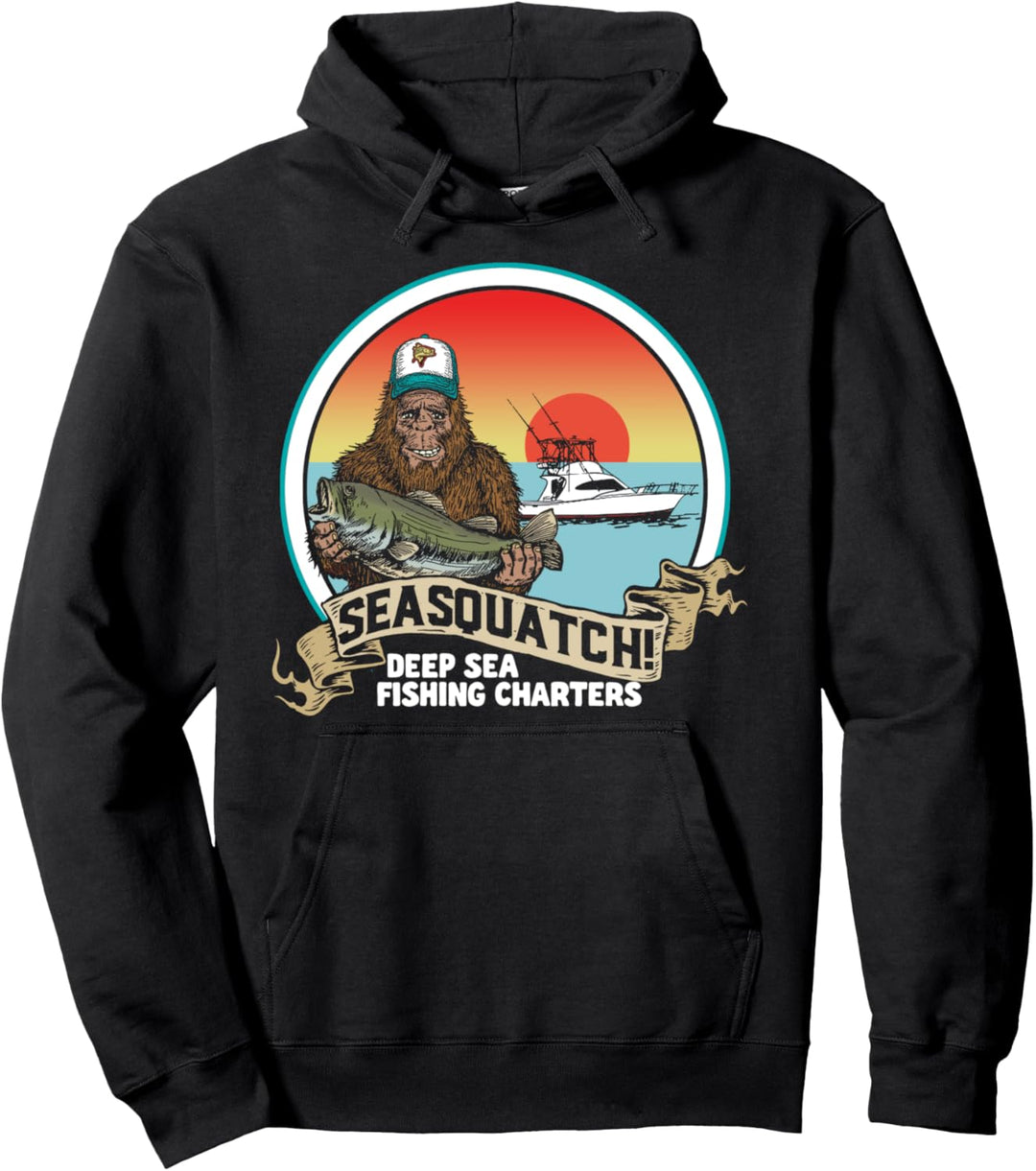 SeaSquatch! Funny Sasquatch Deep Sea Fishing Bigfoot Pullover Hoodie