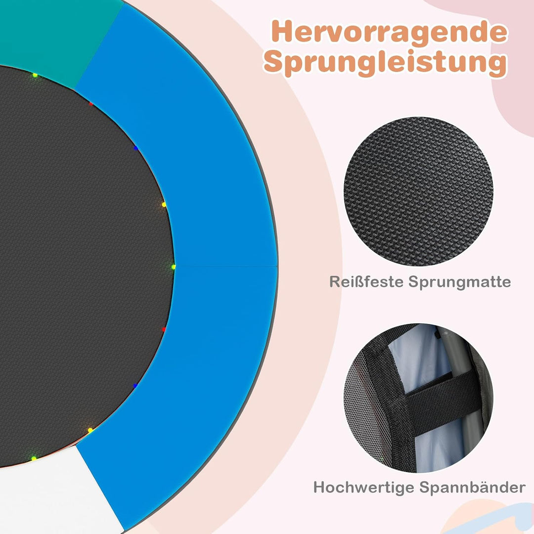 COSTWAY Ø90 cm Kinder Trampolin, Minitrampolin faltbar mit LED Beleuchtung, Fitness Trampolin Indoor