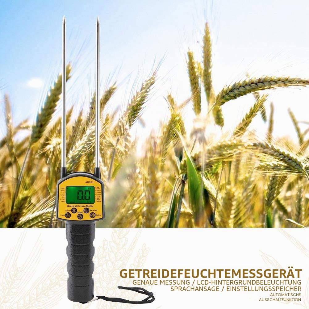 Digitales Getreide Feuchtemessgerät, Korn Feuchtigkeitsmessgerät Holz AR991 mit LCD Display und Dopp