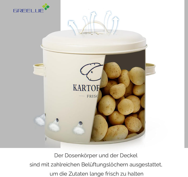 GREELUE Premium Kartoffel Aufbewahrungsbox [3er Set], Kartoffeln, Zwiebeln und Knoblauch Aufbewahrun