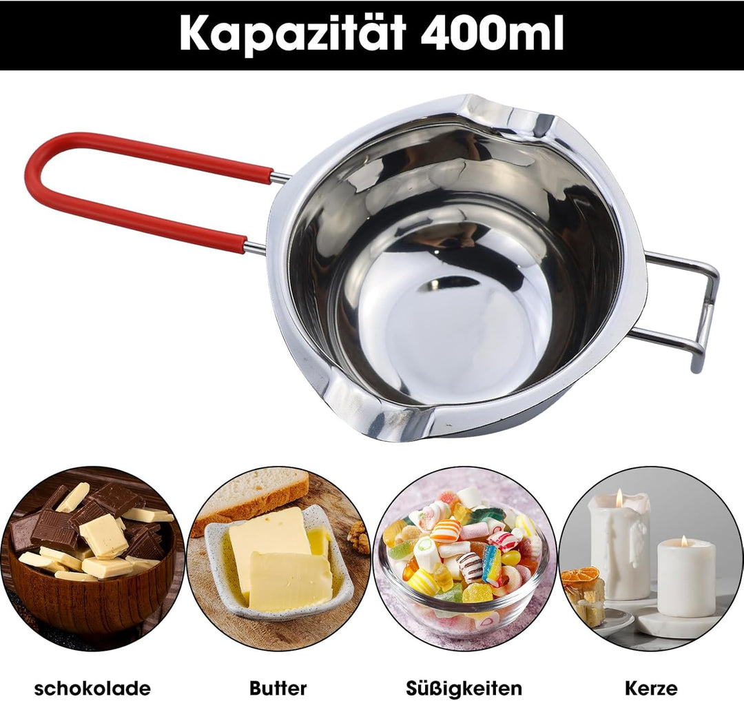 JRSHIRLEYLTD Kerzen Selber Machen Set, 61m Kerzendocht, 1 Kerzenherstellung Schmelztopf, 3 Metall Do