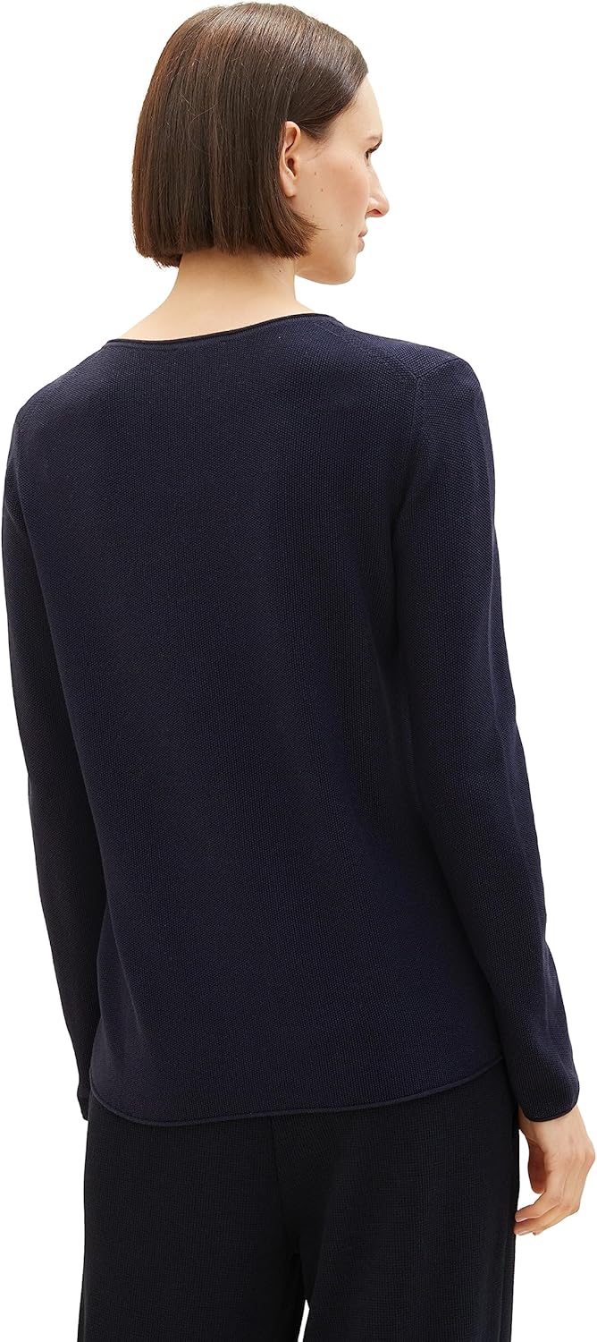 TOM TAILOR Damen Basic Pullover mit Struktur 3XL 30025-navy Midnight Blue, 3XL 30025-navy Midnight B