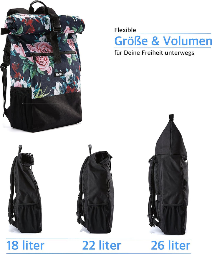 Ela Mo’s Rucksack Damen | Schön und Durchdacht | für Uni Reisen Freizeit Job | mit Laptopfach & Anti