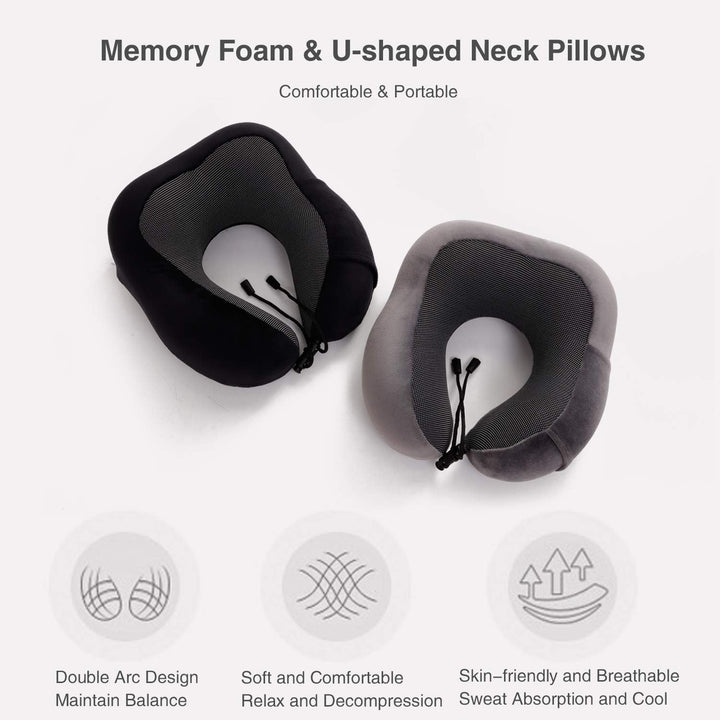 FANDARE Nackenkissen Reisekissen aus Memory-Schaum Neck Pillow Damen Herren Nackenhörnchen Nackenstü